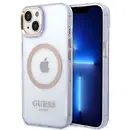 Guess GUHMP14SHTCMU iPhone 14 6.1" purple/purple hard case Gold Outline Translucent MagSafe