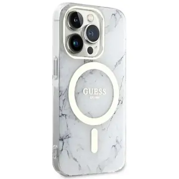 Husa Guess GUHMP14LPCUMAH iPhone 14 Pro 6.1" white/white hardcase Marble MagSafe