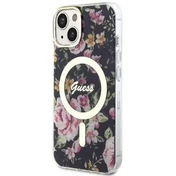 Husa Guess GUHMP14MHCFWSK iPhone 14 Plus 6.7" black/black hardcase Flower MagSafe