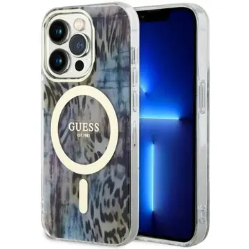 Husa Guess GUHMP14XHLEOPWB iPhone 14 Pro Max 6.7" blue/blue hardcase Leopard MagSafe