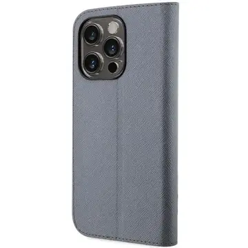 Husa Karl Lagerfeld KLBKP14XSANKCPG iPhone 14 Pro Max 6.7&quot; bookcase silver/silver Saffiano Karl &amp; Choupette