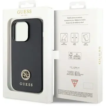 Husa Guess GUHCP14LPS4DGPK case for iPhone 14 Pro - black Strass Metal Logo