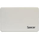 Spacer RACK extern SPACER, pt HDD/SSD, 2.5 inch, S-ATA, interfata PC USB 3.0, Husa piele sintetitca, plastic, Alb, "SPR-25612W" (timbru verde 0.8 lei)