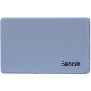 Spacer RACK extern SPACER, pt HDD/SSD, 2.5 inch, S-ATA, interfata PC USB 3.0, Husa piele sintetitca, plastic, Bleu, "SPR-25612BL" (timbru verde 0.8 lei)