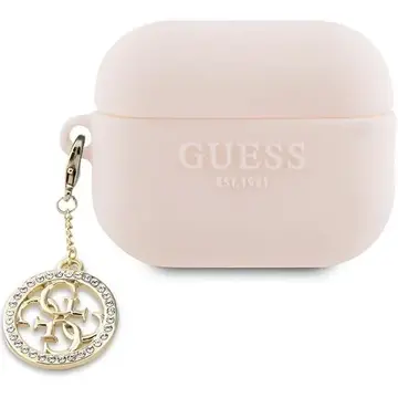 Guess GUAP23DSLGHDP AirPods Pro 2 cover pink/pink 3D Rubber 4G Diamond Charm