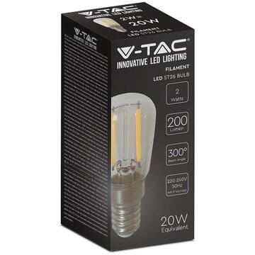 V-Tac BEC E14 ST26 CU FILAMENT LED 2W 6500K ALB RECE