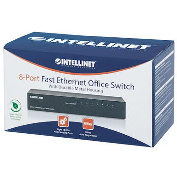 Switch Intellinet Fast Ethernet switch 8x 10/100 Mbps RJ45 metal desktop