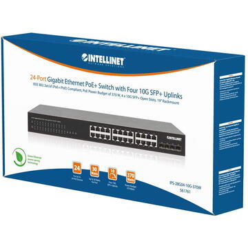 Switch Intellinet Switch Gigabit 24x RJ45 PoE+, 4x SFP+ 10G Uplink