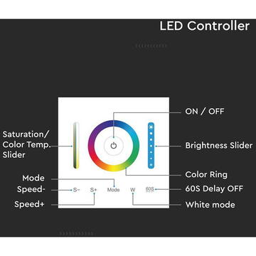 V-Tac CONTROLLER BANDA LED 3IN1 TOUCH - ALB