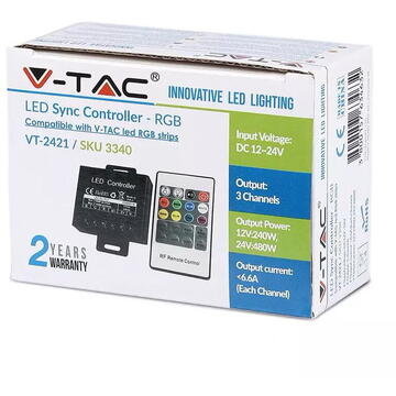 V-Tac CONTROLLER BANDA LED RGB 12V/24V 240W/480W