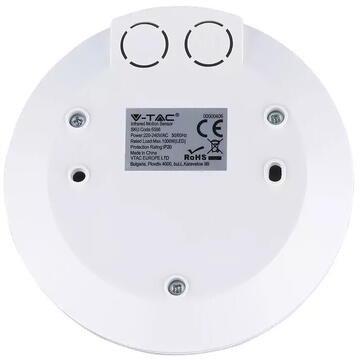V-Tac SENZOR MISCARE MONTAJ TAVAN 360GR - ALB