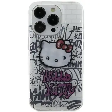 Husa Hello Kitty IML Kitty On Bricks Graffiti case for iPhone 15 - white