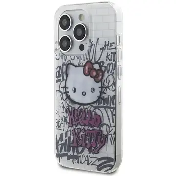 Husa Hello Kitty IML Kitty On Bricks Graffiti case for iPhone 15 Pro Max - white
