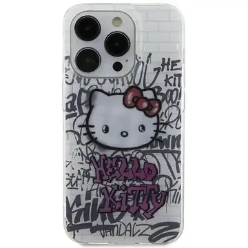 Husa Hello Kitty IML Kitty On Bricks Graffiti case for iPhone 15 Pro Max - white