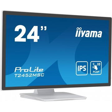Monitor LED Iiyama T2452MSC-W1 16:9 M-Touch HDMI+2USB IPS, Alb