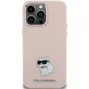 Karl Lagerfeld Silicone Choupette Metal Pin Case for iPhone 15 Plus / 14 Plus - Pink