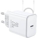 JR-TCF06 Flash PD, 20W, USB tip C+ cablu inclus USB tip C - Lightning, alb