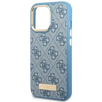 Husa Guess GUHMP14LU4GPRB iPhone 14 Pro 6.1" blue/blue hard case 4G Logo Plate MagSafe