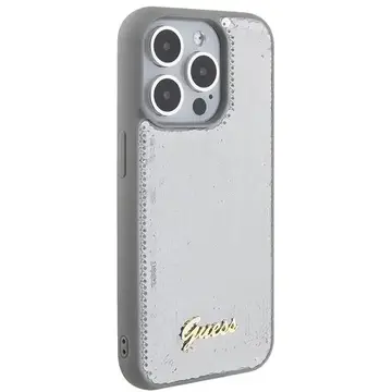 Husa Guess iPhone 15 Pro 6.1" negru husă silicon Script Metal Logo & Frame