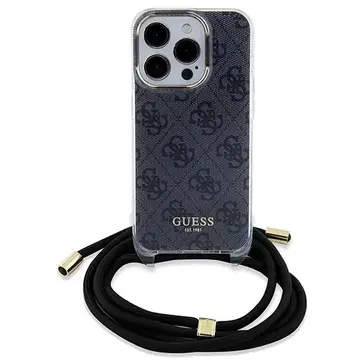 Husa Guess Crossbody Cord 4G Print case for iPhone 15 Pro Max - black