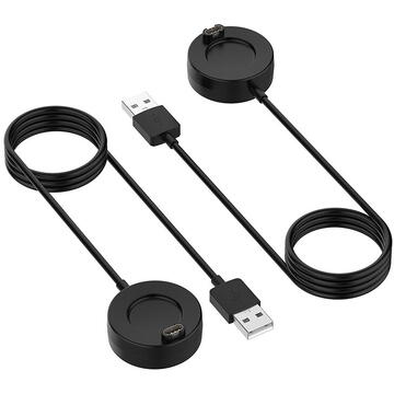 Incarcator de retea Techsuit - SmartWatch Wireless Charging Cable (TGC4) - for Garmin Watch, USB, 5W, 1m with Desk Holder - Black