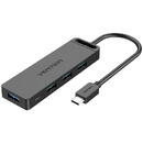 Vention Hub 5in1 with 4 Ports USB 3.0 and USB-C cable 0.5m Vention TGKBD Black ABS