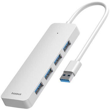 4in1 Hub Baseus  UltraJoy Lite USB-A to USB 3.0 15cm (white)
