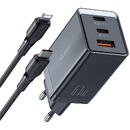Mcdodo Mcdodo CH-1544 GaN wall charger, 2x USB-C, 1x USB, 67W + USB-C to USB-C cable (black)