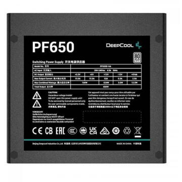 Sursa DEEPCOOL PF650 650W 80 PLUS Standard PSU, ATX12V V2.4, Black
