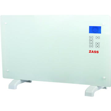 Convector cu sticla Zass ZKG 01 White, 2000W, Panou touchscreen, Afisaj LCD, Blocare pentru copii