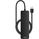 Baseus Hub Baseus UltraJoy 4-in-1 Lite, USB-A la 4xUSB-A 3.0, 5Gbps, Negru cu cablu de 100cm