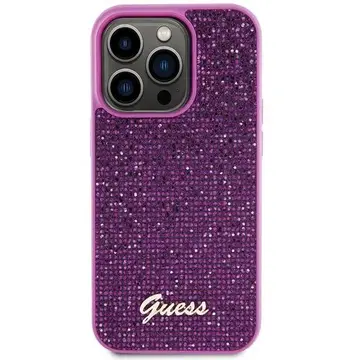 Husa Guess iPhone 15 Pro (6.1) hardcase Disco Metal Script - Fuchsia