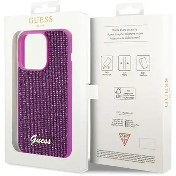 Husa Guess iPhone 15 Pro (6.1) hardcase Disco Metal Script - Fuchsia
