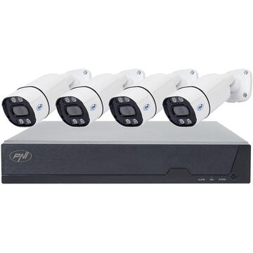 Camera de supraveghere Kit supraveghere video POE PNI House IPMAX POE 8, NVR cu 4 porturi POE, 4 camere cu IP 8MP, HDD 1TB inclus
