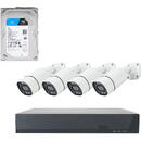 PNI Kit supraveghere video POE PNI House IPMAX POE 8, NVR cu 4 porturi POE, 4 camere cu IP 8MP, HDD 1TB inclus