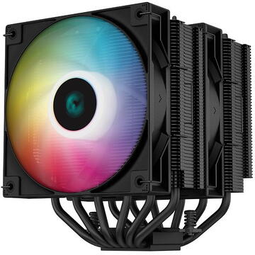 Deepcool Cooler AG620 ARGB, Intel si AMD, racire cu aer, 120mm, 1850rpm, inaltime 157mm, 6 heatpipe,  iluminat  RGB, Negru