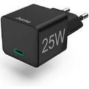 Fast Charger, USB-C, PD/Qualcomm®, Mini-Charger, 25 W, black