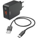 Charger Kit, USB Type-C, QC 3.0, 3 A, black