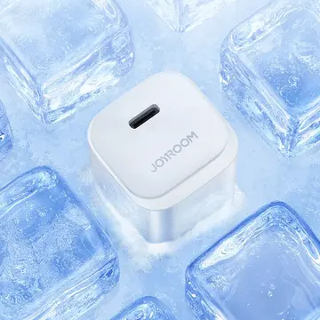 Incarcator de retea JOYROOM Mini JR-TCF02, USB-C, Quick Charge, 20W, Cablu Lightning 1m inclus, Alb