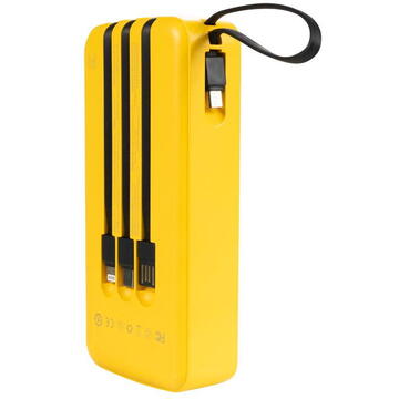 Baterie externa WEKOME Power bank 20000 mAh USB-C/Ligthning/MicroUS Galben