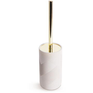 Bewello Perie de toaleta + suport - bej mat / auriu