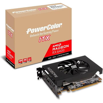 Placa video PowerColor AMD Radeon RX 6400 ITX 4GB GDDR6 64 de biti