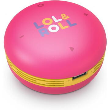Boxa portabila Energy Sistem Mini Difuzor Lol&Roll Pop Kids, Snur detasabil, Personaj de colorat Roz