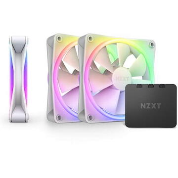 NZXT F120 RGB DUO, PWM, Kit 3 ventilatoare de 120mm, 1800 rpm, Alb