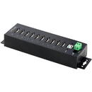 StarTech.com 10-Port Industrial USB 2.0 Hub, Rugged USB Hub w/15kV Air/8kV Contact ESD Level 4 Protection, DIN/Wall/Desk Mountable USB-A Hub, Multiport USB Hub with Locking Ports - Metal Construction (USB210AIND-USB-A-HUB) - hub - industrial - 10 ports -