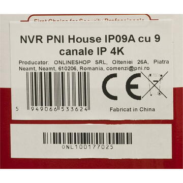 NVR PNI House IP09A cu 9 canale IP 4K