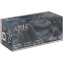 Manusi nitril AJSIA Black, unica folosinta, nepudrate, 0.13mm, 100 buc/cutie - negre - marime M