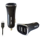 Beline Car charger 3xUSB 4A with USB-C cable 100cm black