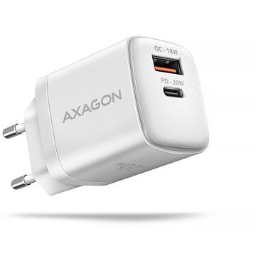 Incarcator de retea AXAGON ACU-PQ20W PD&QC wall charger 20W white