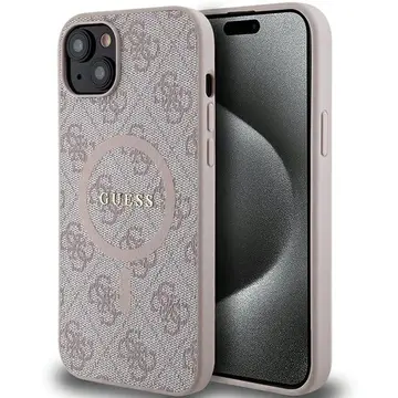 Husa Guess MagSafe 4G Collection Leather Metal Logo pentru iPhone 15/14/13 (6.1") – Roz